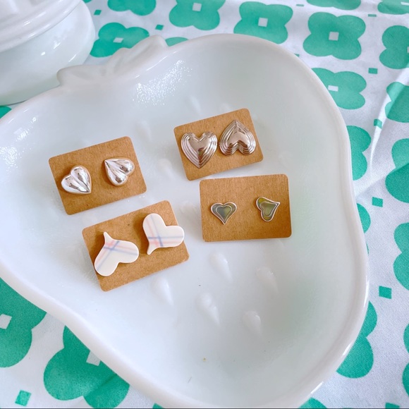 Silver and Enamel Heart Earring Bundle Set - Picture 2 of 4